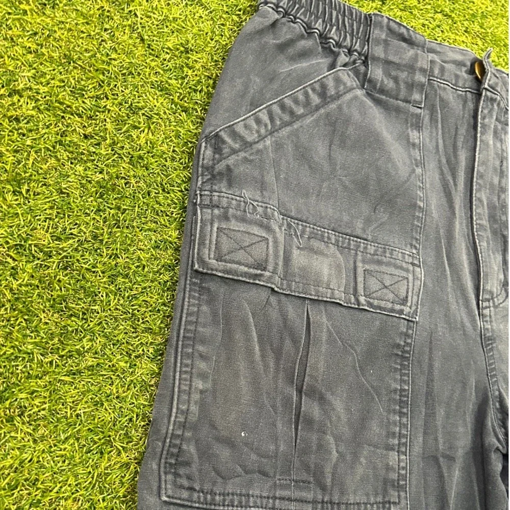 Mens Cargo‎ Shorts Faded Black Elastic Waist Utility Workwear 24 Waist